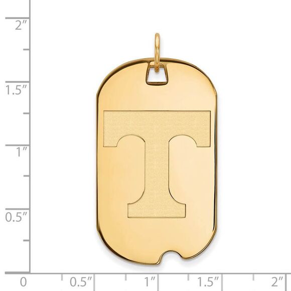 10k Yellow Gold U. of Tennessee Large Initial T Dog Tag Pendant